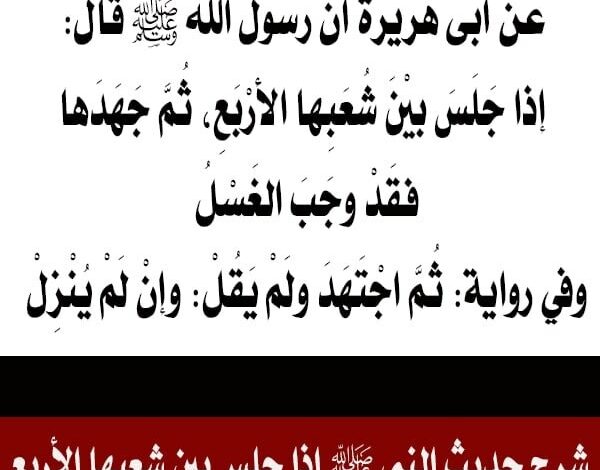 يجهلها الكثير ..مامعنى قول النبي ﷺ إذا جلس بين شُعَبها الأربع، ثم جَهَدها، فقد وجب الغسل وإن لم ينزل