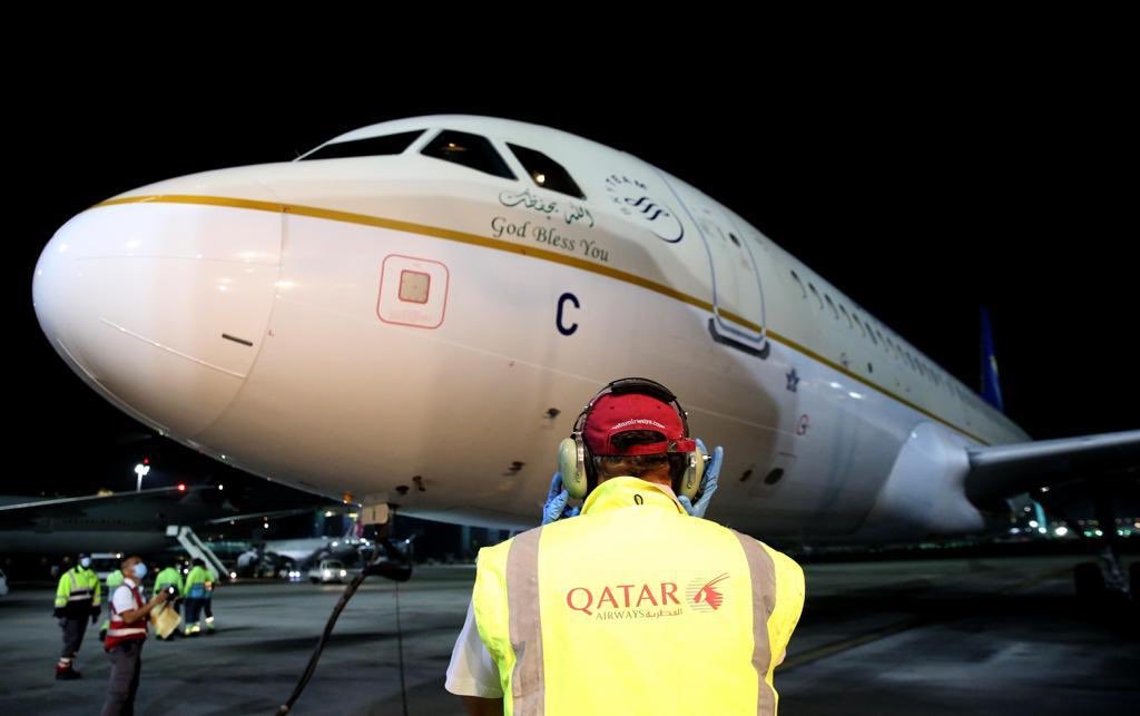 استقبال اول رحلة سعودية في قطر بعد غياب 3 سنوات