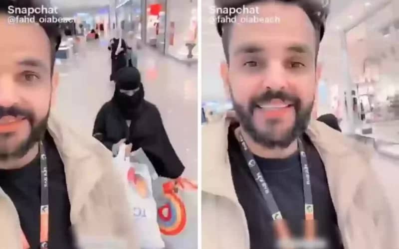 رجل سعودي يعاقب زوجته في المول العام أمام جميع المارة بطريقة لاتخطر على بال..شاهد