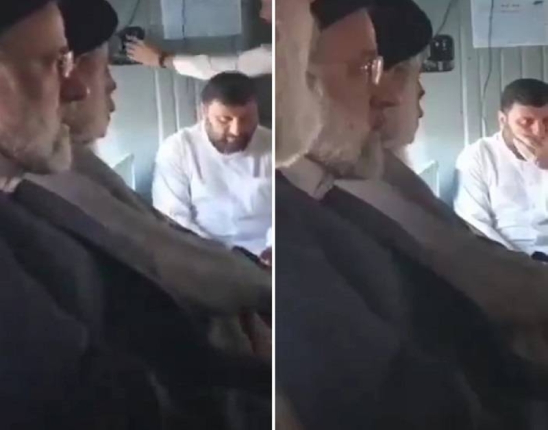علامات القلق والارتباك على وجهة..فيديو جديد للرئيس الإيراني داخل طائرته قبل سقوطها بنصف ساعة..شاهد 